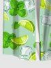 Plus Size Green Tangerine Ice Mint Print Hawaii Button Pocket Shirt For Men -  
