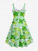 Plus Size Green Tangerine Ice Mint Print Hawaii Backless A Line Tank Dress -  
