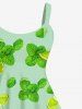 Plus Size Green Tangerine Ice Mint Print Hawaii Backless A Line Tank Dress -  