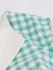 Plus Size Plaid Print Bowknot Pockets Ruched Zipper 1950s Vintage Dress -  