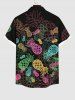 Plus Size Colorful Ombre Pineapple Print Hawaii Button Pocket Shirt For Men -  