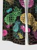 Plus Size Colorful Ombre Pineapple Print Hawaii Button Pocket Shirt For Men -  