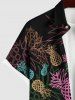 Plus Size Colorful Ombre Pineapple Print Hawaii Button Pocket Shirt For Men -  