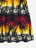 Kid's Coconut Tree Flower Ombre Colorblock Print Dress -  