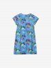 Kid's Flower Heart Letters Print Hawaii Ombre Button Dress -  