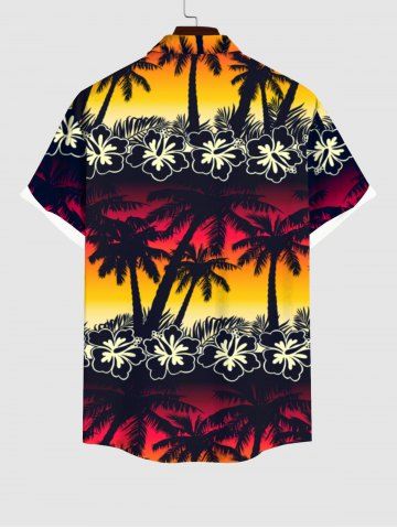 Coconut Tree Flower Ombre Colorblock Print Plus Size Matching Hawaii Beach Outfit For Family