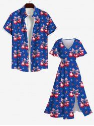 Patriotic American Flag Star Bowknot Cherry Fruit Print Plus Size Matching Outfit For Couples -  