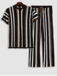 Ensemble de Deux Pièces Élastiques pour Hommes à Manches Courtes et Pantalon Jogging - Noir M