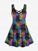 Colorful Pineapple Colorblock Print Plus Size Matching Hawaii Beach Outfit For Family -  
