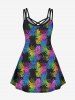 Colorful Pineapple Colorblock Print Plus Size Matching Hawaii Beach Outfit For Family -  