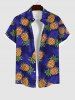 Pineapple Coconut Leaves Print Dress and Button Pocket Shirt Plus Size Matching Hawaii Beach Outfit For Couples -  