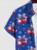 Patriotic American Flag Star Bowknot Cherry Fruit Print Plus Size Matching Outfit For Couples -  