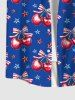 Patriotic American Flag Star Bowknot Cherry Fruit Print Plus Size Matching Outfit For Couples -  