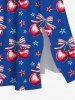 Patriotic American Flag Star Bowknot Cherry Fruit Print Plus Size Matching Outfit For Couples -  