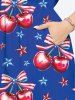 Patriotic American Flag Star Bowknot Cherry Fruit Print Plus Size Matching Outfit For Couples -  