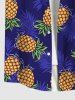 Plus Size Pineapple Coconut Leaves Print Hawaii Button Pocket Shirt For Men -  