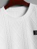 Men's Matching Two Piece Co Ord Cable Geometric Jacquard Textured Crew Neck Short Sleeves T-shirt and Drawstring Casual Shorts Set -  