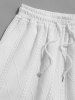 Men's Matching Two Piece Co Ord Cable Geometric Jacquard Textured Crew Neck Short Sleeves T-shirt and Drawstring Casual Shorts Set -  