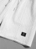 Men's Matching Two Piece Co Ord Cable Geometric Jacquard Textured Crew Neck Short Sleeves T-shirt and Drawstring Casual Shorts Set -  