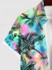 Chemise Hawaiienne Imprimé Cocotier Colorée avec Poches Grande Taille pour Homme - Multi-A 4XL
