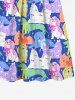 Kid's Colorful Fluffy Dog Stars Print Dress -  