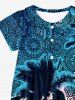 Kid's Vintage Floral Coconut Tree Circle Print Hawaii Button Dress -  