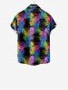 Kid's Colorful Pineapple Print Hawaii Button Pocket Shirt -  