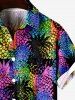 Kid's Colorful Pineapple Print Hawaii Button Pocket Shirt -  