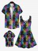 Kid's Colorful Pineapple Print Hawaii Button Pocket Shirt -  