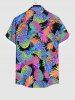 Plus Size Ombre Colorful Pineapple Print Buttons Pocket Hawaii Shirt For Men -  