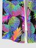 Plus Size Ombre Colorful Pineapple Print Buttons Pocket Hawaii Shirt For Men -  