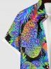 Plus Size Ombre Colorful Pineapple Print Buttons Pocket Hawaii Shirt For Men -  