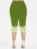 Plus Size Daisy Flower Tie Dye Ombre Print Capri Leggings -  
