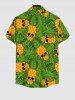 Plus Size Skulls Pineapple Coconut Leaves Print Hawaii Button Pocket Shirt For Men -  
