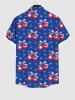 Plus Size Patriotic American Flag Star Bowknot Cherry Fruit Print Buttons Pocket Shirt For Men -  