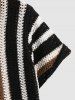 Men's Matching Two Piece Co Ord Vertical Stripes Openwork Knit Crew Neck Short Sleeves T-shirt and Drawstring Slant Pockets Straight Leg Pants Set -  