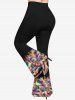 Pantalon Évasé Imprimé Léopard Coloré Grande Taille - Noir 5X