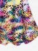 Plus Size Leopard Colorful Trippy Print Cold Shoulder T-shirt -  