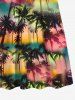 Kid's Coconut Tree Ombre Colorful Colorblock Print Hawaii Dress -  