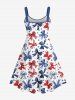 Patriotic American Flag Bowknot Star Print Plus Size Matching Mommy & Me Outfit -  