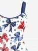 Patriotic American Flag Bowknot Star Print Plus Size Matching Mommy & Me Outfit -  