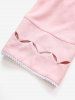 Rose Flower Print Ruched Ruffles Top and Hollow Out Lace Trim Capri Leggings Plus Size Summer Outfit -  