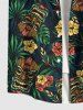 Tiki Mask Palm Leaf Hibiscus Flowers Print Plus Size Matching Hawaii Beach Outfit For Family -  