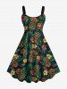 Tiki Mask Palm Leaf Hibiscus Flowers Print Plus Size Matching Hawaii Beach Outfit For Family -  