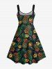 Tiki Mask Palm Leaf Hibiscus Flowers Print Plus Size Matching Hawaii Beach Outfit For Family -  
