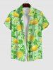 Lemon Leaf Branch Print 1950s Swing Dress and Button Shirt Plus Size Matching Hawaii Beach Outfit For Couples -  