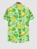 Lemon Leaf Branch Print 1950s Swing Dress and Button Shirt Plus Size Matching Hawaii Beach Outfit For Couples -  