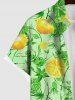 Lemon Leaf Branch Print 1950s Swing Dress and Button Shirt Plus Size Matching Hawaii Beach Outfit For Couples -  