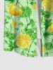 Lemon Leaf Branch Print 1950s Swing Dress and Button Shirt Plus Size Matching Hawaii Beach Outfit For Couples -  