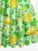 Lemon Leaf Branch Print 1950s Swing Dress and Button Shirt Plus Size Matching Hawaii Beach Outfit For Couples -  